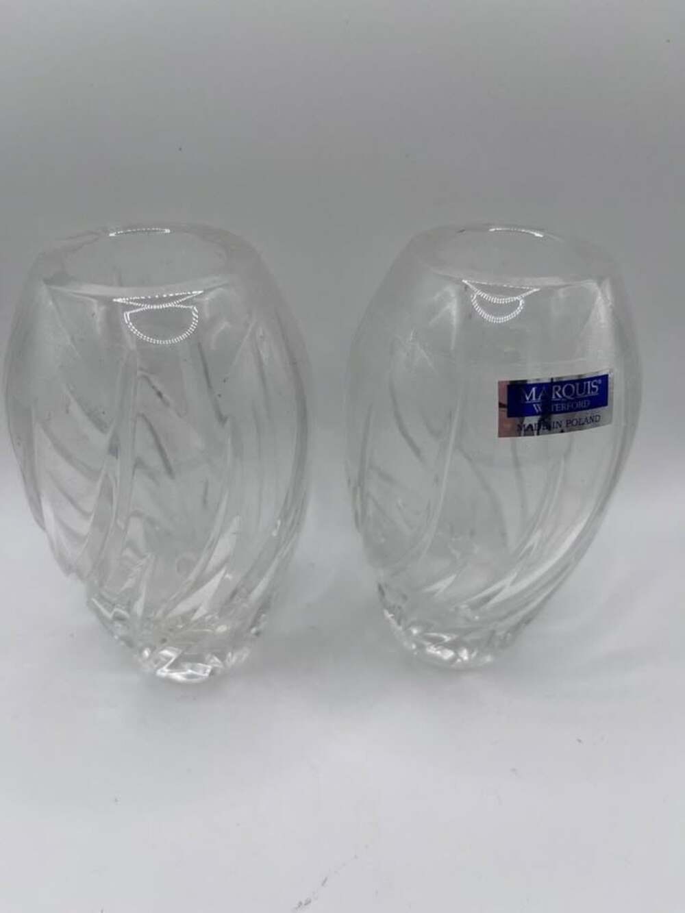 Set of 2 Marquis by Waterford Crystal Vases – Wyndmere Clear Swirl Posy Bud Vase